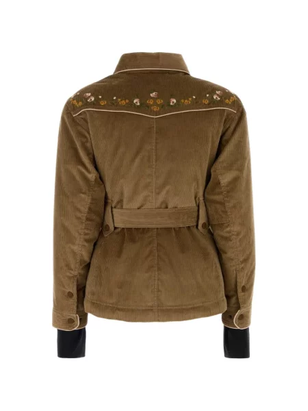 Gėlėtas striukė Moncler Grenoble kordinis velvetas ruda