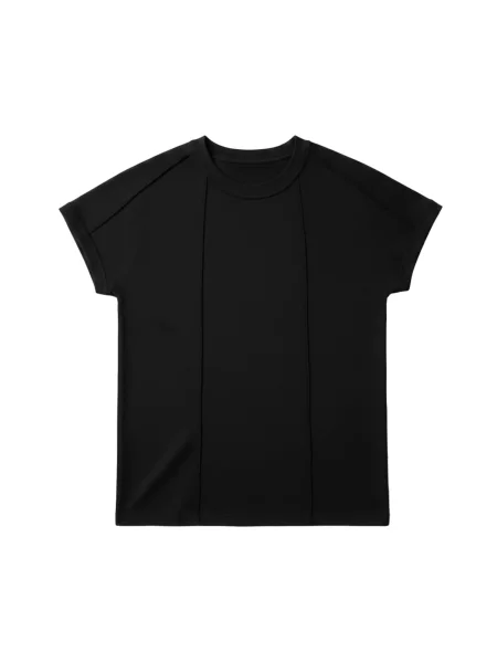 Kleidermafia Μπλουζάκι Oversized Batwing Seam-Detail T-Shirt Black' μαύρο