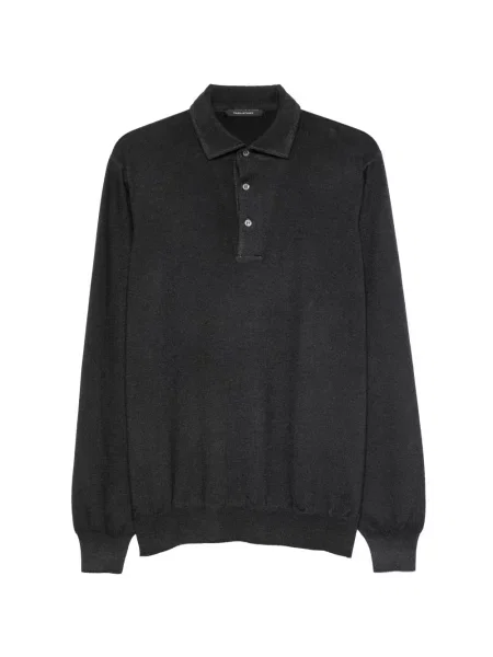 Lung tricou polo Tagliatore gri