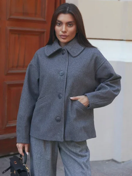 Пальто Seventeen вовна/віскоза сірий