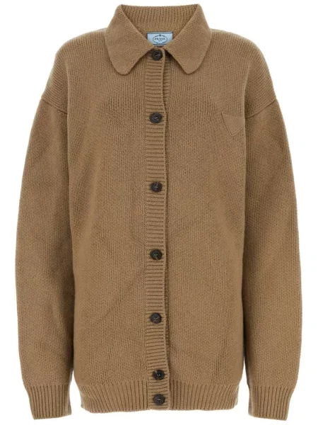 Cardigan Prada din cașmir maro