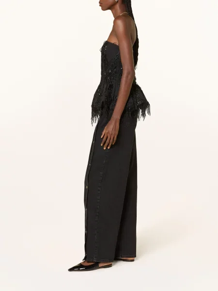 Rotate Wide Leg Džíny black denim černé