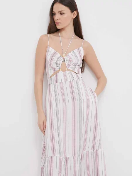 Lanena obleka Pepe Jeans