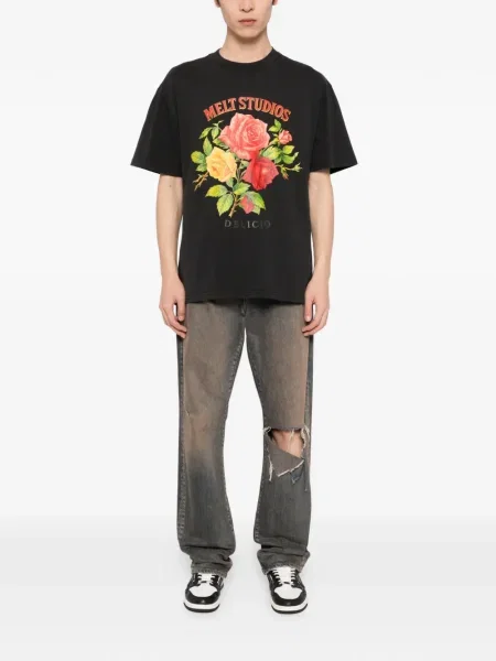 Tricou Melt cu model floral cu imagine negru