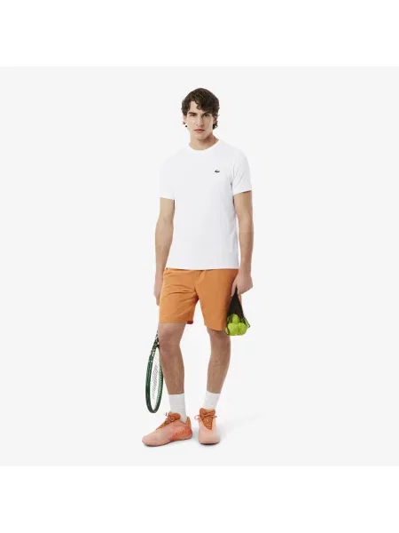 Lacoste Sportowy T-Shirt Ultra Dry Z Grafiką Krokodyla biały
