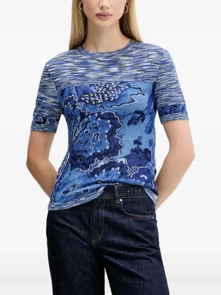 Top Desigual w kwiatki niebieski