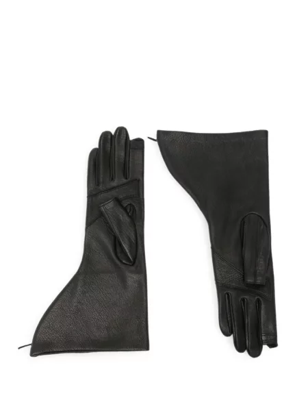 Δερμάτινα ασύμμετρα γάντια Rick Owens μαύρο