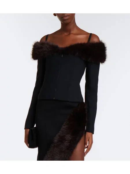 Top David Koma de lână negru