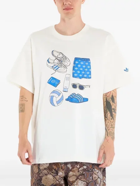 Krótki haftowany plecak Adidas w paski czarny