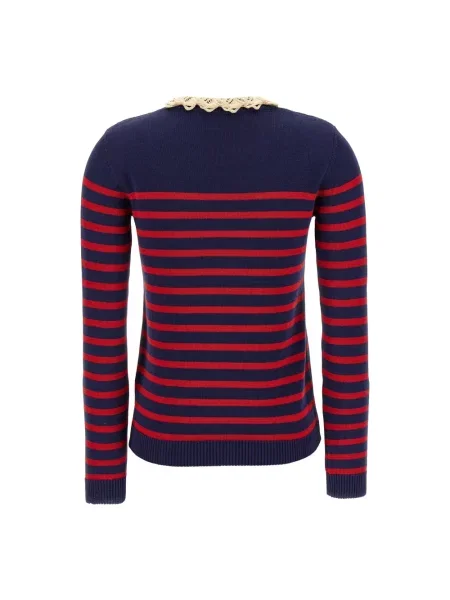 Lniany sweter Valentino elegancki niebieski