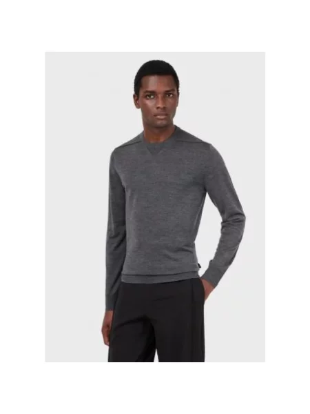 Sweter Emporio Armani wełniany z długim rękawem szary