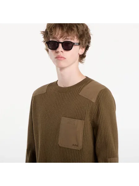 Pulover A.P.C. Pull Mallarme Olive XL măslin
