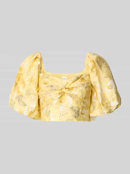 Bluzka o krótkim kroju z bufiastymi rękawami model LEMON' Y.a.s żółta