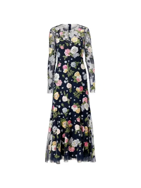 Rochie maxi Carolina Herrera cu model floral albastru