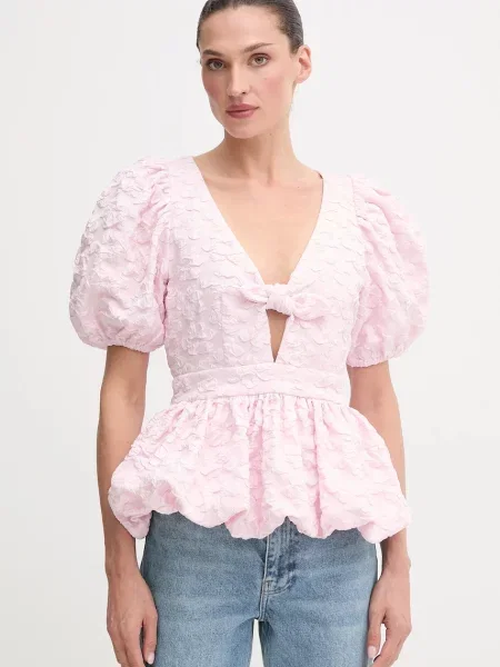 Rotate bluză cu imprimeu roz