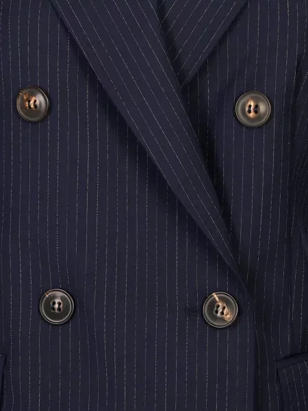 Vlněná dvouřadá bunda Max Mara modrá