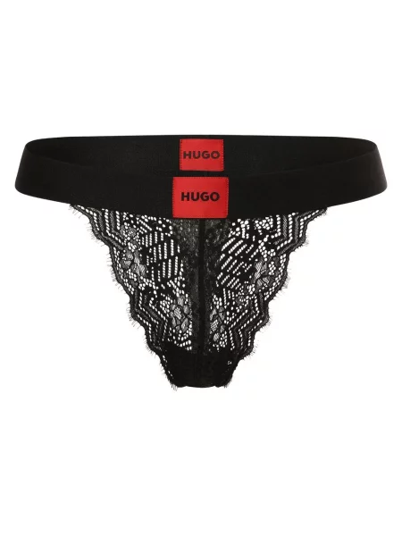 HUGO Stringi Kobiety Koronka jednolity S czarny