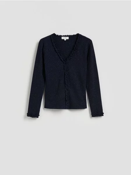 Reserved Блузка з тканини з високим вмістом темно-синій синя