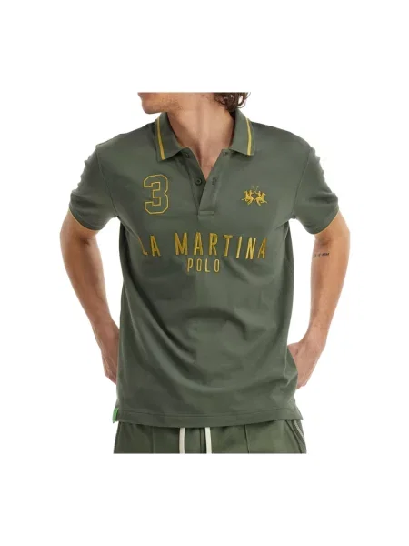 Lniana koszulka polo La Martina zielona