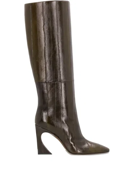 Botine Fendi din piele verde