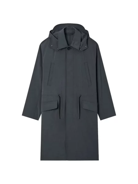 Palton Armani Exchange cu glugă cu cordon gri