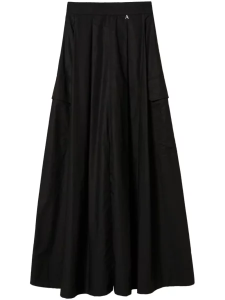 Fusta plisata Twinset din poplin negru