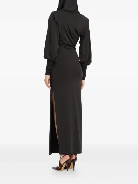 Maksi sukienka maxi Rotate Birger Christensen z kapturem garniturowa czarna