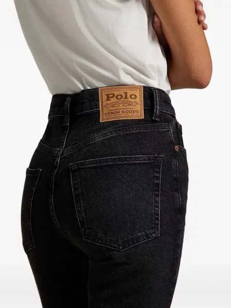 Tricou Polo Ralph Lauren din piele de căprioară cu dungi cu decolteu în V negru