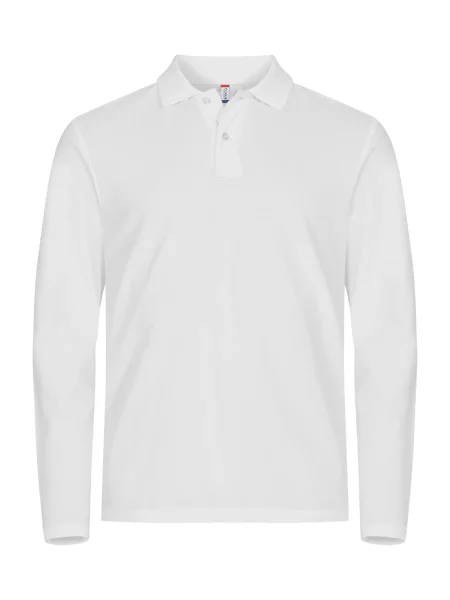 Clique Stretch Premium Polo z długim rękawem – z – White biała