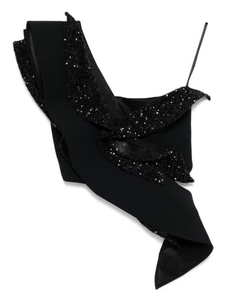 Bluzka Maticevski z falbankami asymetryczna z gorsetem czarna