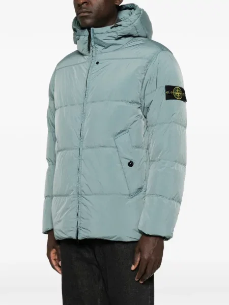 Geacă Stone Island cu glugă cu strasuri albastru
