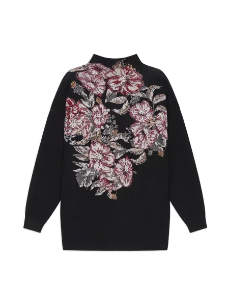 Dzianinowy sweter Maliparmi w kwiatki czarny