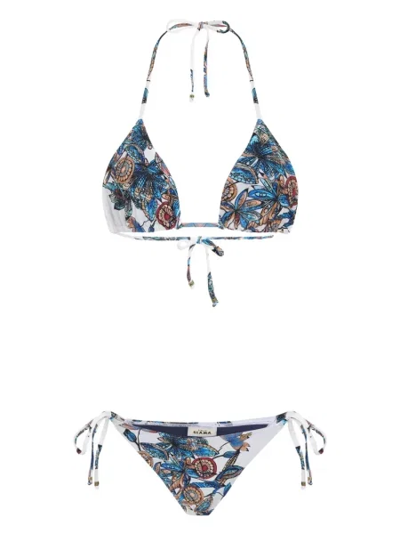 Bikini Amir Slama cu model floral cu imagine alb
