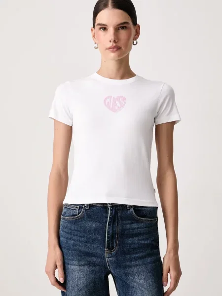 Guess Jeans t-shirt γυναικείο με ελαστάν λευκό