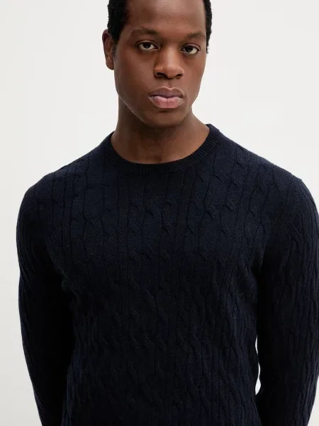 Шерстяной легкий свитер Hackett London синий