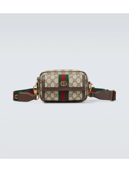 Platno crossbody torbica Gucci smeđa