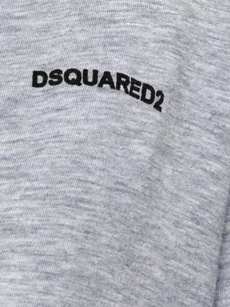 Tričko Dsquared2 s oděrkami s výstřihem do v šedé