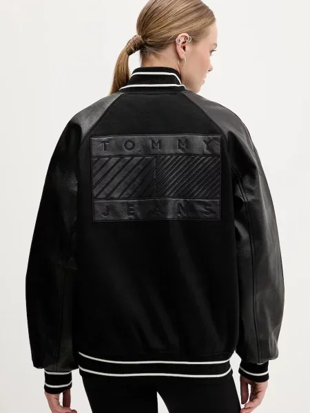 Tommy Jeans Geacă de primăvară-toamnă / alb negru