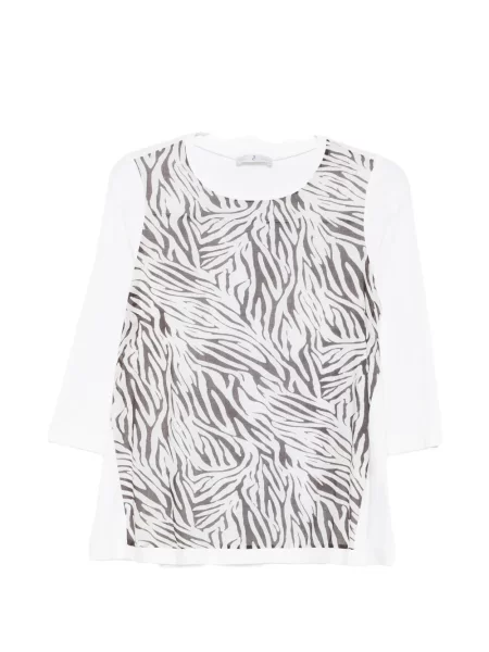 Koszulka z nadrukiem Why Ci z nadrukiem w zebrę biała
