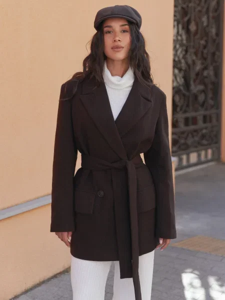 Пальто Seventeen вовна/віскоза коричневий
