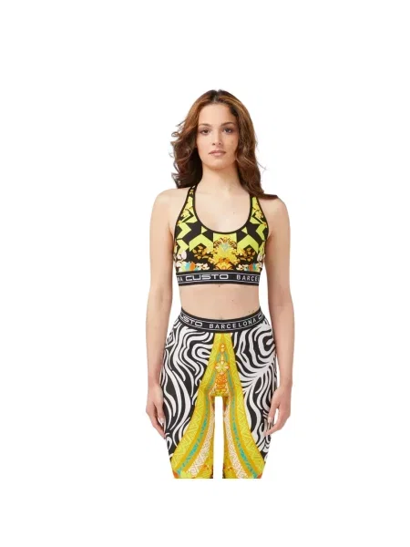 Biustonosz Custo Barcelona ze stretchu elegancki z nadrukiem żółty