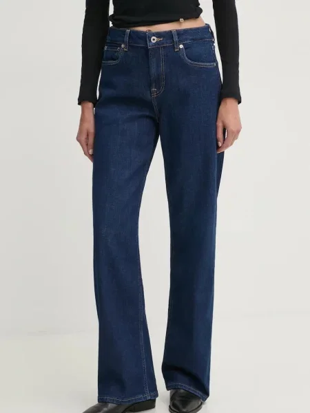 Дънки Pepe Jeans LOOSE ST JEANS HW HAZEL с висока талия тъмносиньо