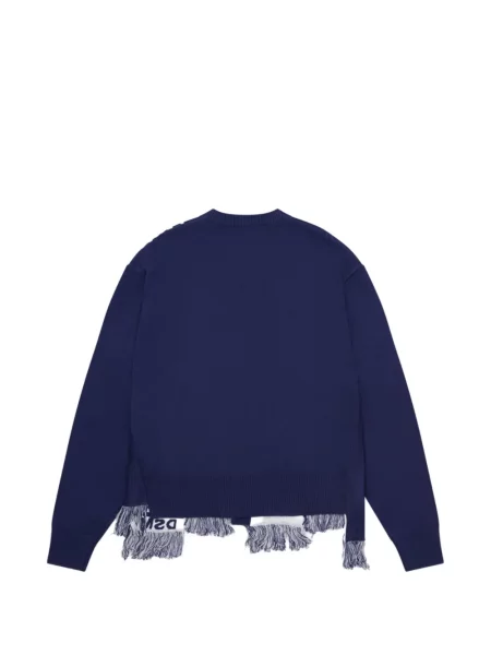 Плетена скейт & стрийт жилетка Dover Street Market с ресни синьо