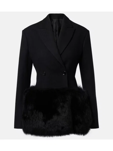 Sacou Alaïa de lână cu două rânduri de nasturi negru