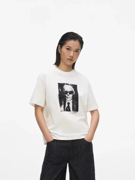 KARL LAGERFELD JEANS Tričko sivá / čierna biela