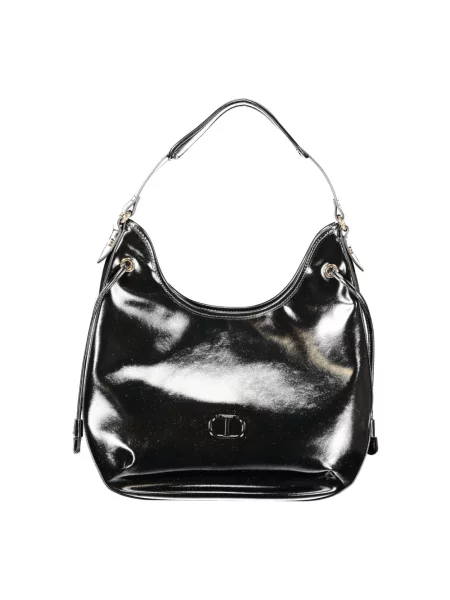 Lniana torebka hobo Twinset czarna