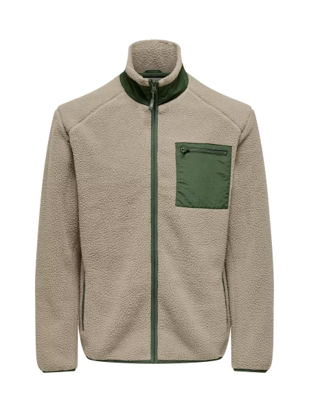 Only & Sons Jachetă fleece ONSDallas închis / verde închis bej