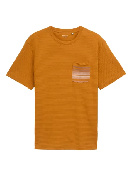 TOM TAILOR Tricou galben muștar alb