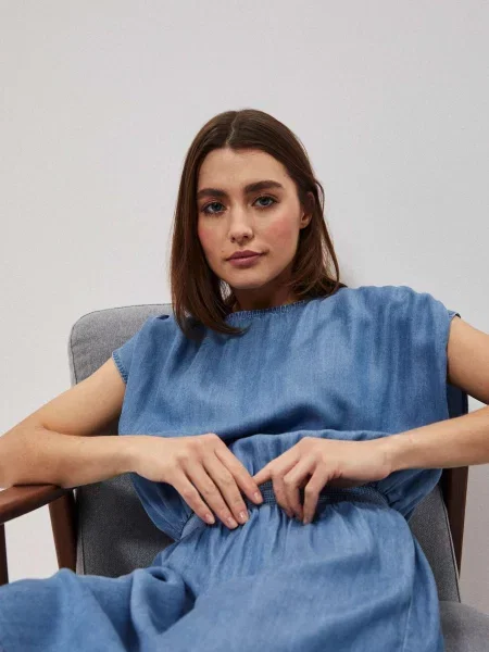 Rochie Marisse din lyocell albastru