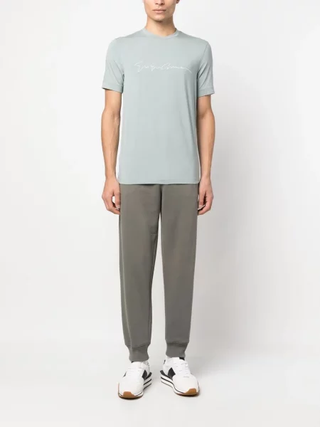 Vlněné kalhoty Giorgio Armani zelené